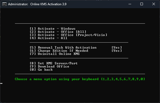 Comando de activación de Office 3